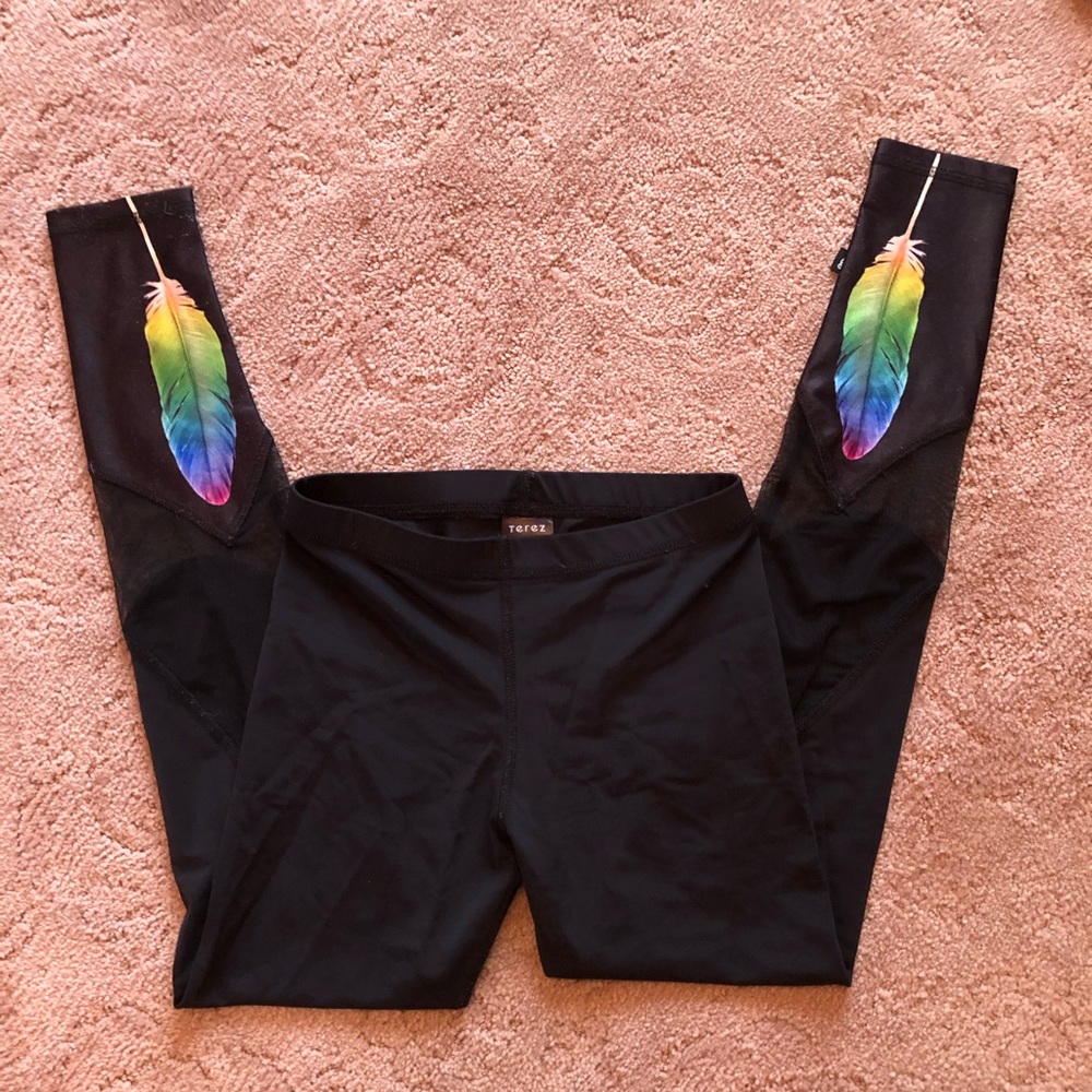 Terez kids leggings rainbow feather